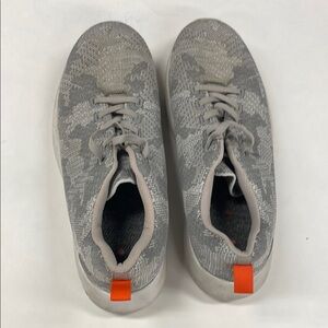 Gray Camouflage Sneakers with Orange Accent